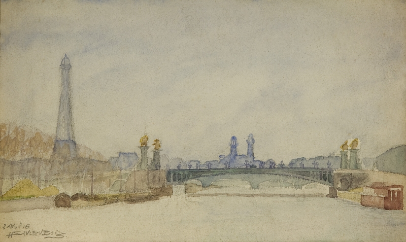 Henri Sauldubois aquarelle pont